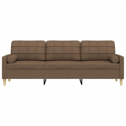 3-Sitzer-Sofa mit Zierkissen Braun 210 cm Stoff