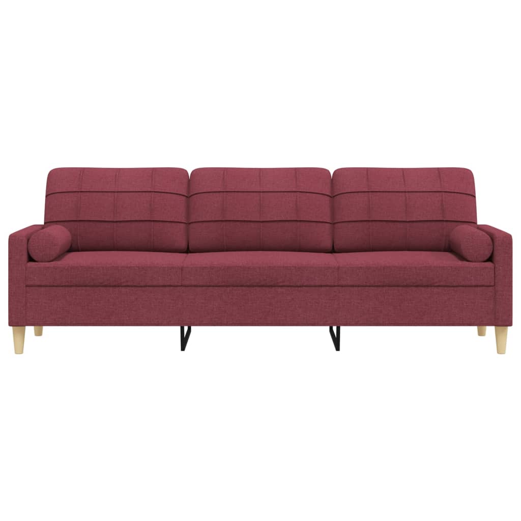 Sofa 3-Sitzer mit Zierkissen Weinrot 210 cm Stoff