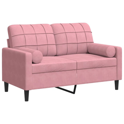 2-Sitzer-Sofa mit Zierkissen Rosa 120 cm Samt