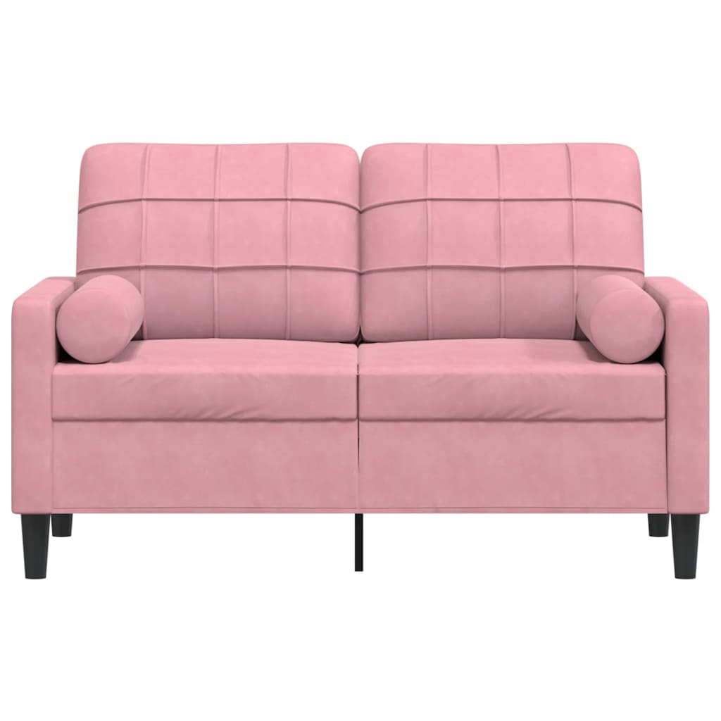 2-Sitzer-Sofa mit Zierkissen Rosa 120 cm Samt