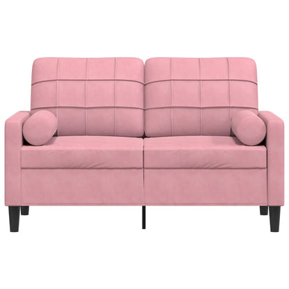 2-Sitzer-Sofa mit Zierkissen Rosa 120 cm Samt