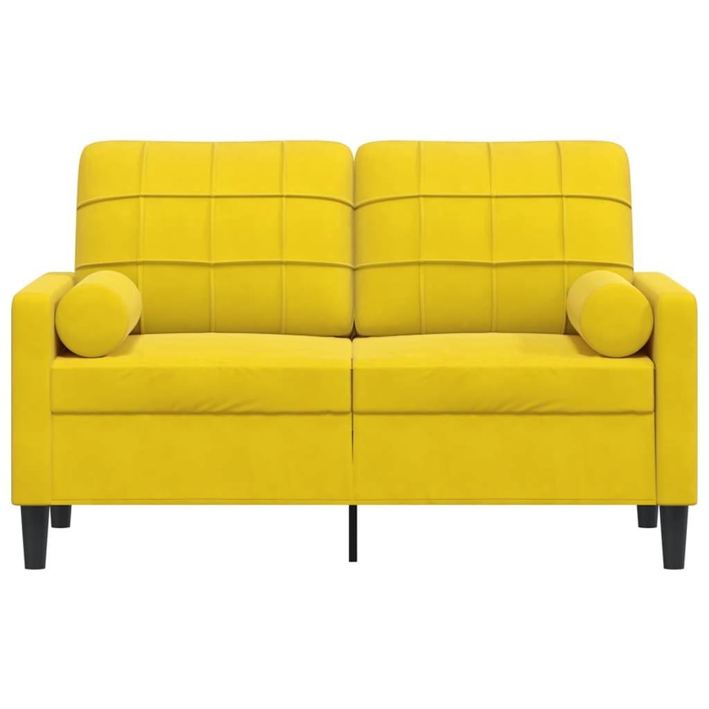 2-Sitzer-Sofa mit Zierkissen Gelb 120 cm Samt