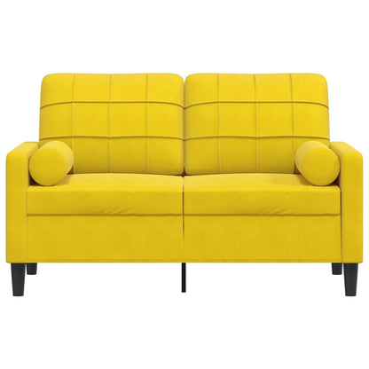 2-Sitzer-Sofa mit Zierkissen Gelb 120 cm Samt