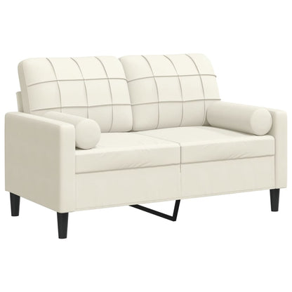 2-Sitzer-Sofa mit Zierkissen Creme 120 cm Samt