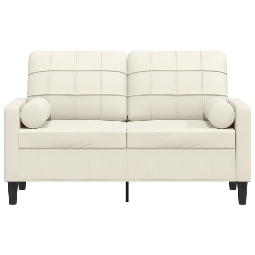 2-Sitzer-Sofa mit Zierkissen Creme 120 cm Samt