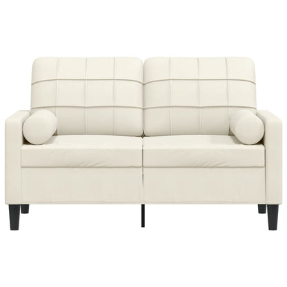 2-Sitzer-Sofa mit Zierkissen Creme 120 cm Samt