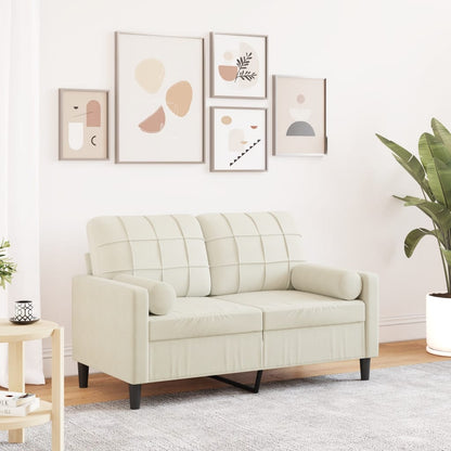 2-Sitzer-Sofa mit Zierkissen Creme 120 cm Samt
