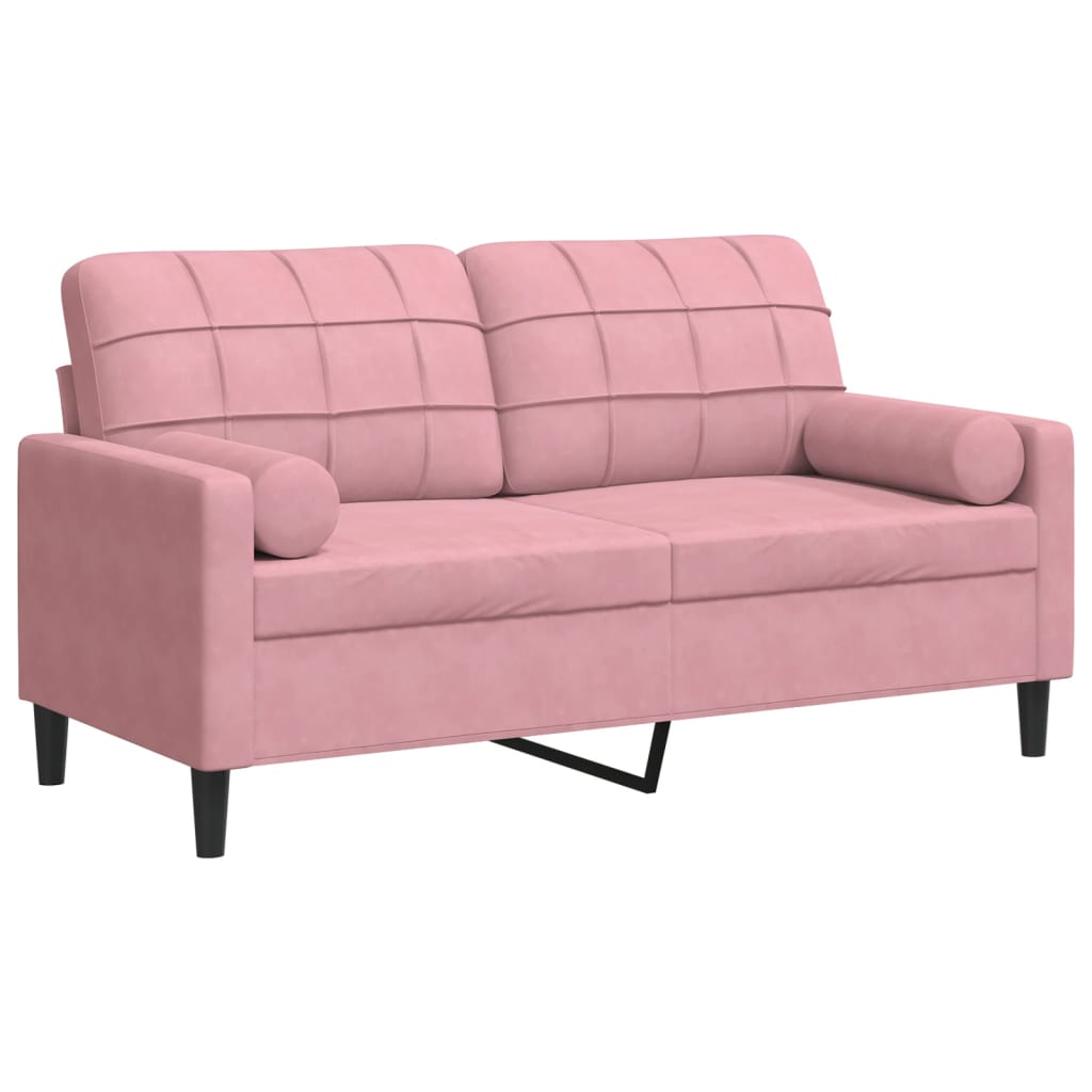 2-Sitzer-Sofa mit Zierkissen Rosa 140 cm Samt