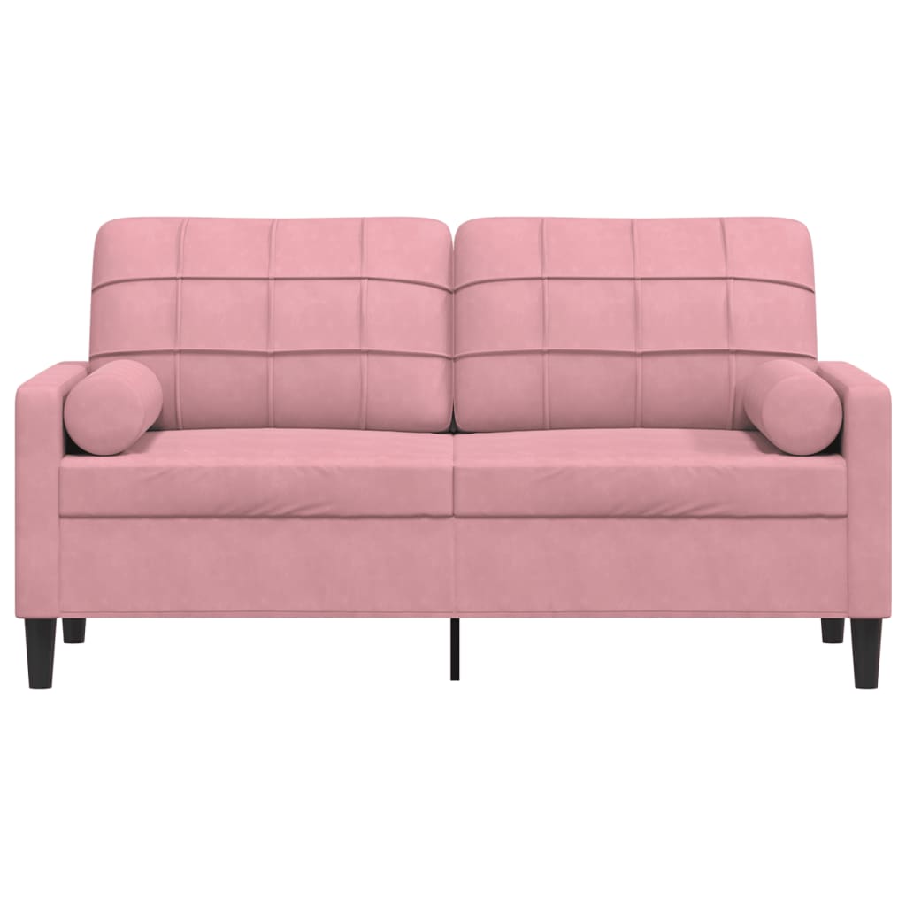 2-Sitzer-Sofa mit Zierkissen Rosa 140 cm Samt