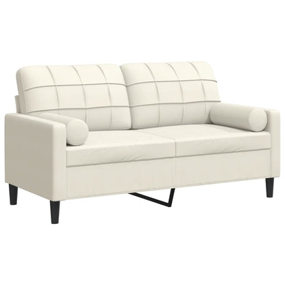 2-Sitzer-Sofa mit Zierkissen Creme 140 cm Samt