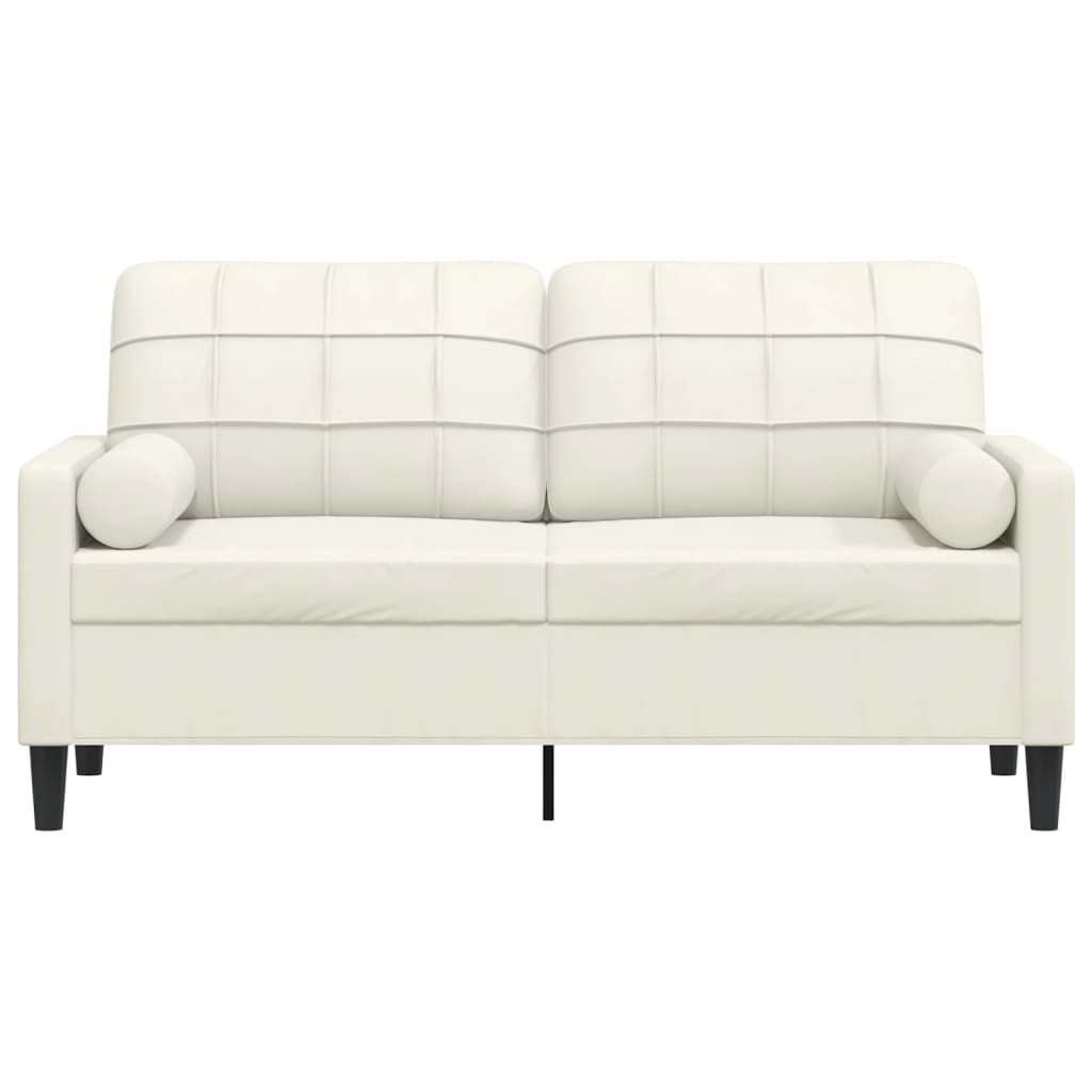 2-Sitzer-Sofa mit Zierkissen Creme 140 cm Samt