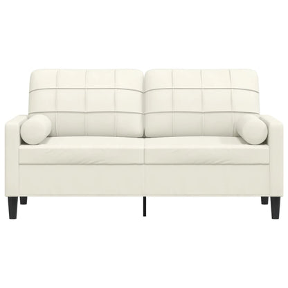 2-Sitzer-Sofa mit Zierkissen Creme 140 cm Samt