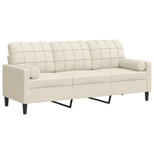 3-Sitzer-Sofa mit Zierkissen Creme 180 cm Samt