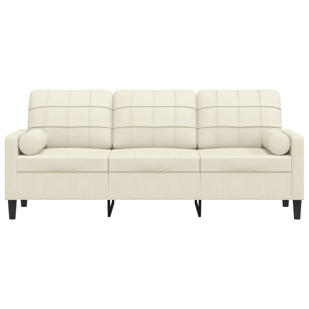 3-Sitzer-Sofa mit Zierkissen Creme 180 cm Samt