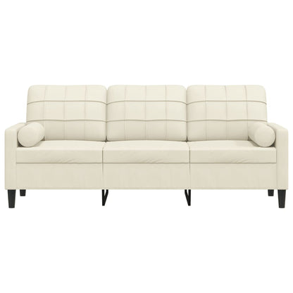 3-Sitzer-Sofa mit Zierkissen Creme 180 cm Samt