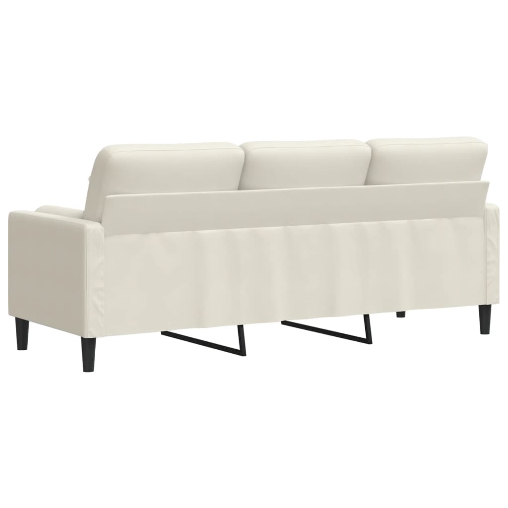 3-Sitzer-Sofa mit Zierkissen Creme 180 cm Samt