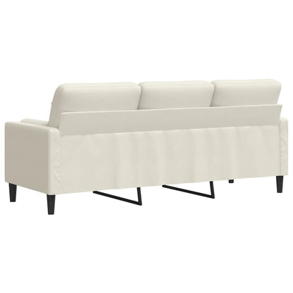 3-Sitzer-Sofa mit Zierkissen Creme 180 cm Samt