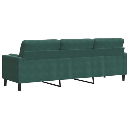 Sofa 3-Sitzer mit Zierkissen Dunkelgrün 210 cm Samt