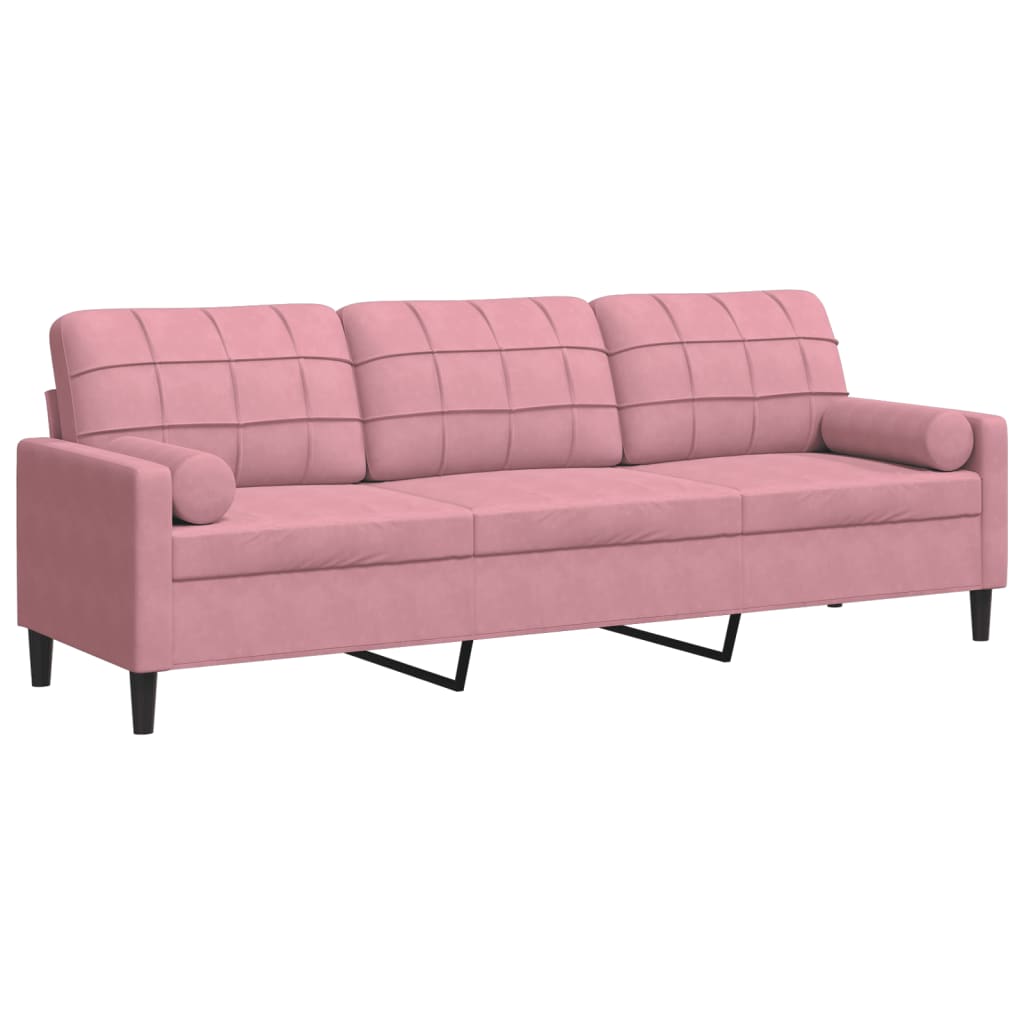 Sofa 3-Sitzer mit Zierkissen Rosa 210 cm Samt