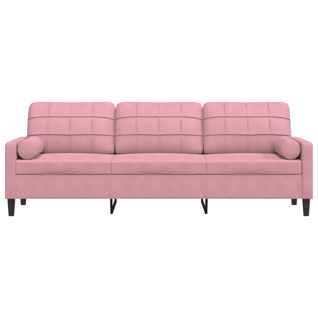 Sofa 3-Sitzer mit Zierkissen Rosa 210 cm Samt