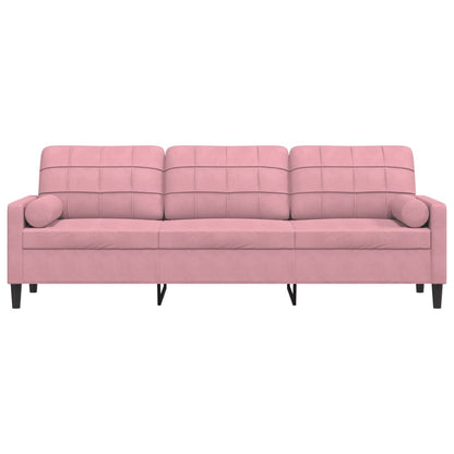 Sofa 3-Sitzer mit Zierkissen Rosa 210 cm Samt