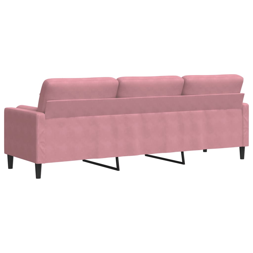Sofa 3-Sitzer mit Zierkissen Rosa 210 cm Samt