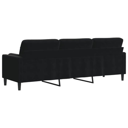 Sofa 3-Sitzer mit Zierkissen Schwarz 210 cm Samt