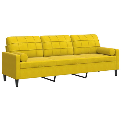 Sofa 3-Sitzer mit Zierkissen Gelb 210 cm Samt