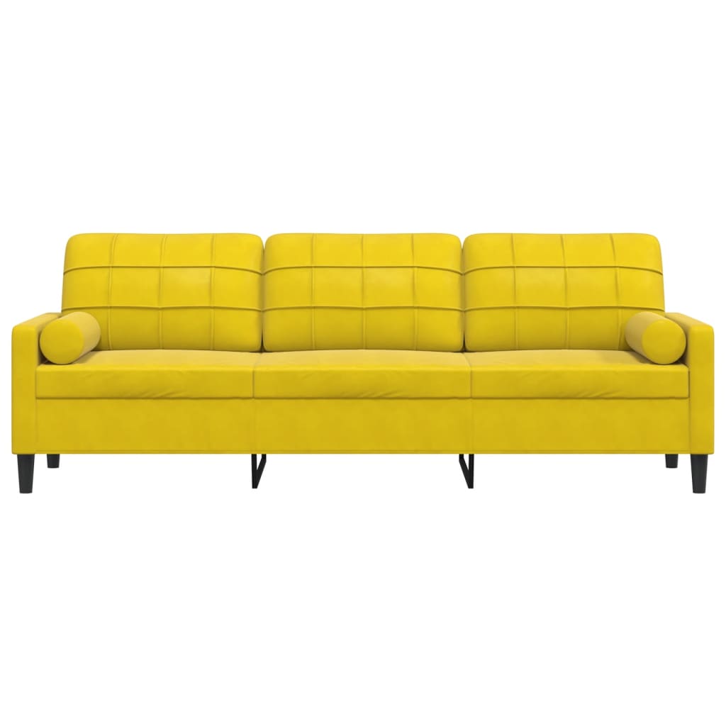 Sofa 3-Sitzer mit Zierkissen Gelb 210 cm Samt