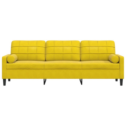 Sofa 3-Sitzer mit Zierkissen Gelb 210 cm Samt
