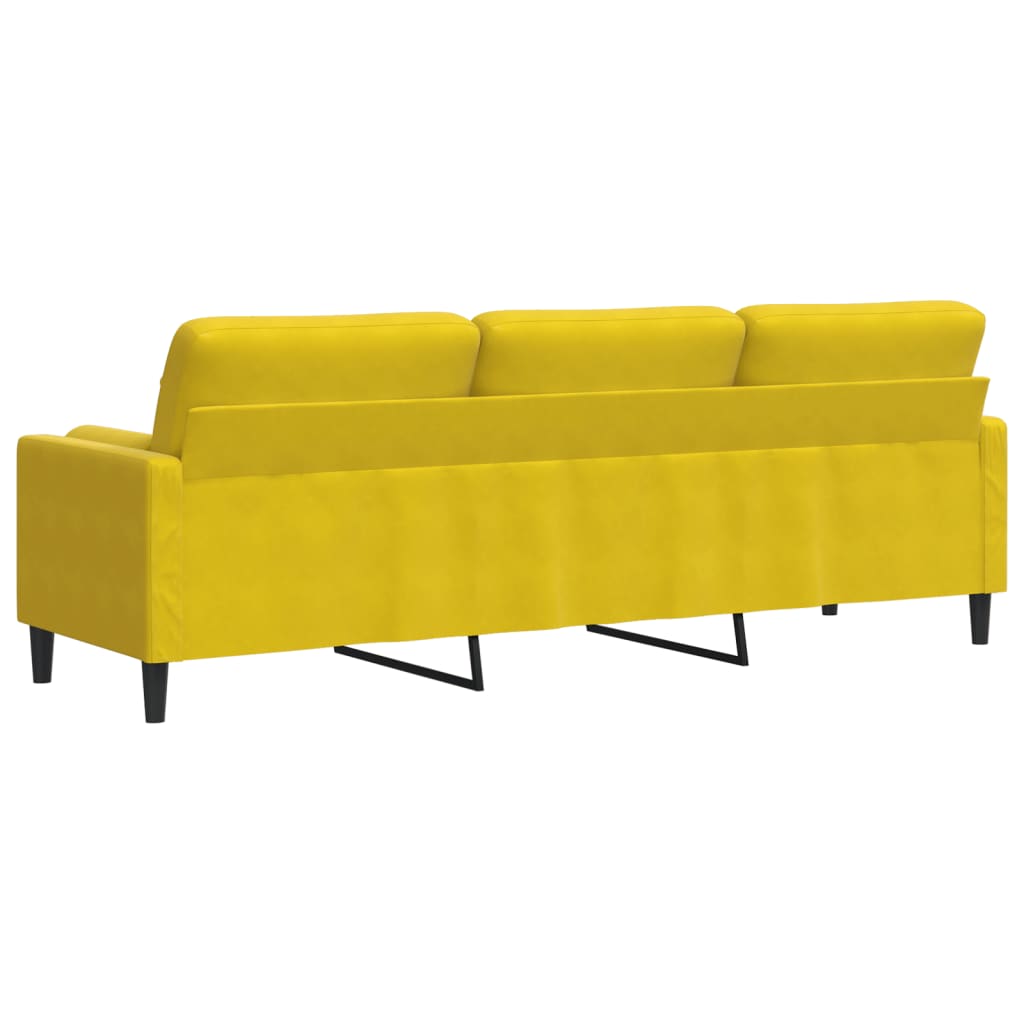 Sofa 3-Sitzer mit Zierkissen Gelb 210 cm Samt