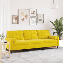Sofa 3-Sitzer mit Zierkissen Gelb 210 cm Samt