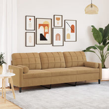 Sofa 3-Sitzer mit Zierkissen Braun 210 cm Samt