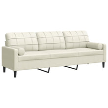 Sofa 3-Sitzer mit Zierkissen Creme 210 cm Samt