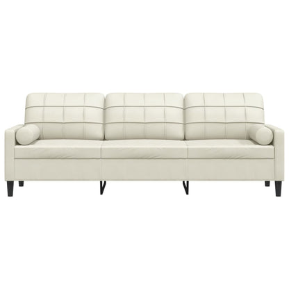 Sofa 3-Sitzer mit Zierkissen Creme 210 cm Samt