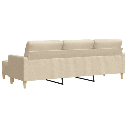 3-Sitzer-Sofa mit Hocker Creme 210 cm Stoff