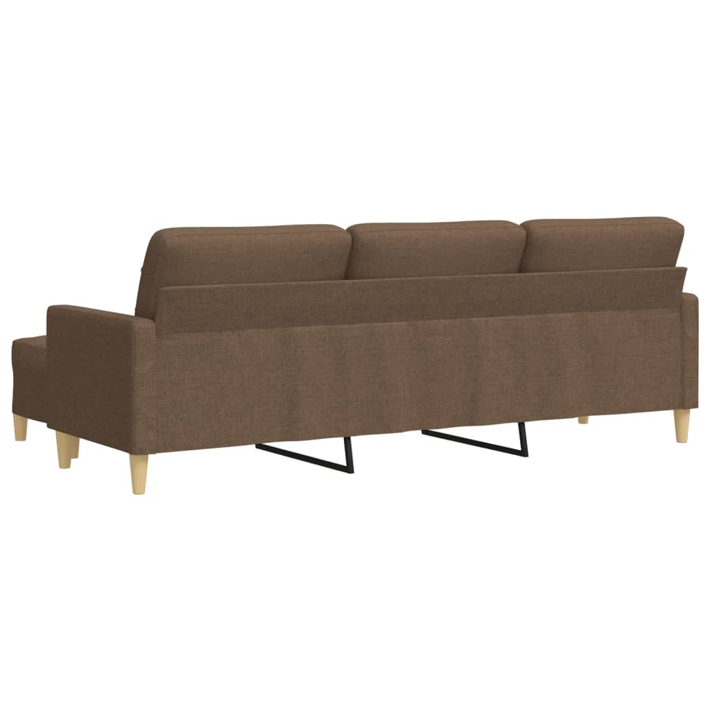 3-Sitzer-Sofa mit Hocker Braun 210 cm Stoff