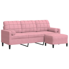 3-Sitzer-Sofa mit Hocker Rosa 180 cm Samt
