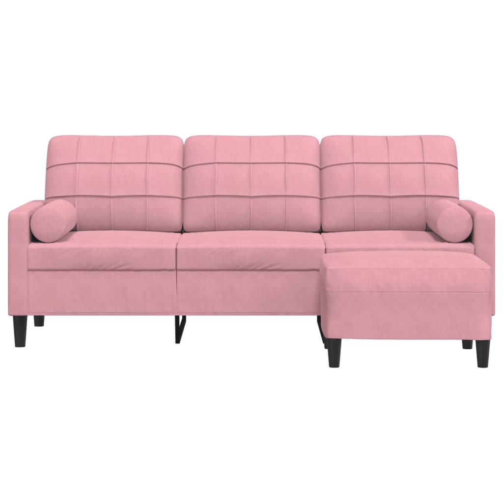 3-Sitzer-Sofa mit Hocker Rosa 180 cm Samt