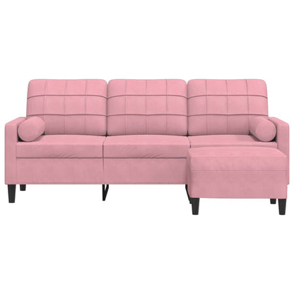 3-Sitzer-Sofa mit Hocker Rosa 180 cm Samt