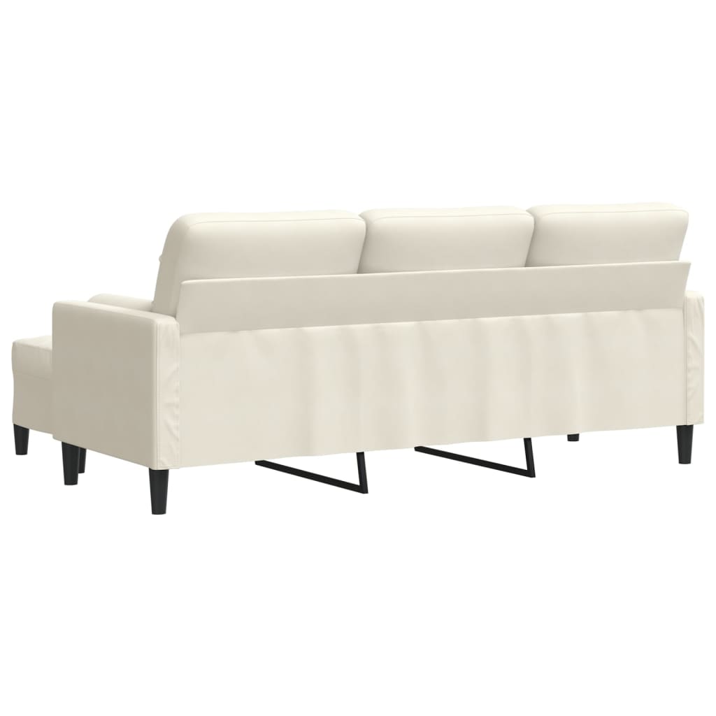 3-Sitzer-Sofa mit Hocker Creme 180 cm Samt