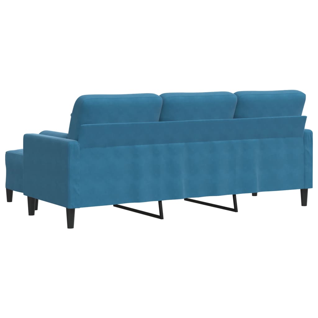 3-Sitzer-Sofa mit Hocker Blau 180 cm Samt