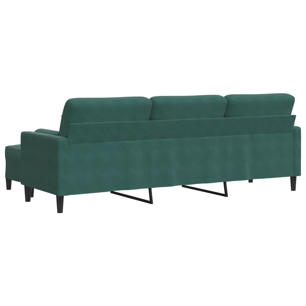 3-Sitzer-Sofa mit Hocker Dunkelgrün 210 cm Samt