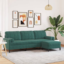 3-Sitzer-Sofa mit Hocker Dunkelgrün 210 cm Samt