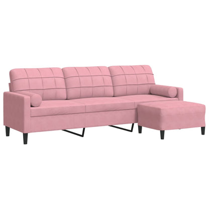 3-Sitzer-Sofa mit Hocker Rosa 210 cm Samt