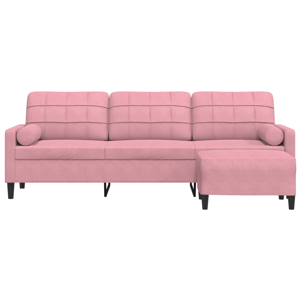 3-Sitzer-Sofa mit Hocker Rosa 210 cm Samt
