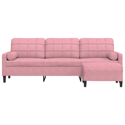 3-Sitzer-Sofa mit Hocker Rosa 210 cm Samt