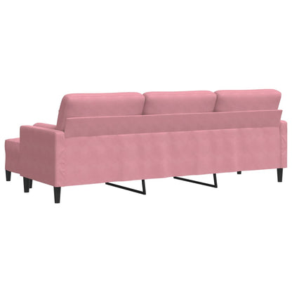 3-Sitzer-Sofa mit Hocker Rosa 210 cm Samt