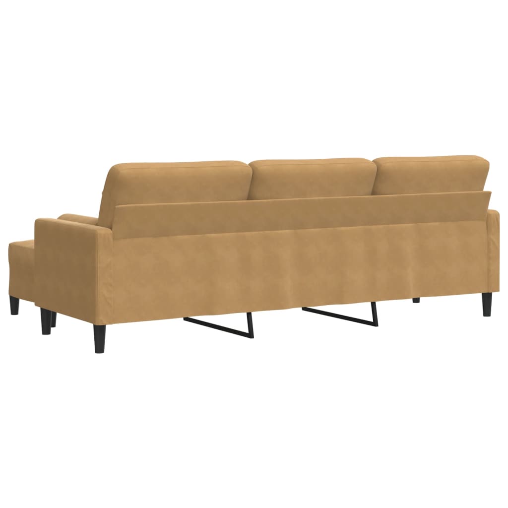 3-Sitzer-Sofa mit Hocker Braun 210 cm Samt