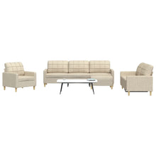 4-tlg. Sofagarnitur mit Fußhocker Creme Stoff